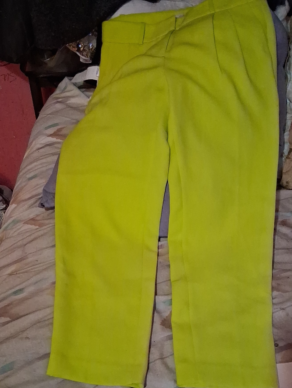 J. Crew Neon Lime Straight Leg Trousers